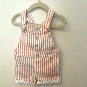 7 for all Mankind blush striped overall shorts